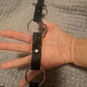 Black Leather Glitter Belt with O Rings